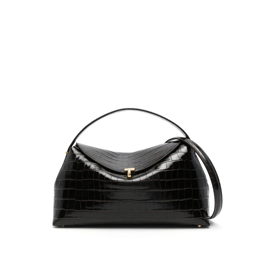 Toteme T-lock Croco-embossed Top Handle Bag