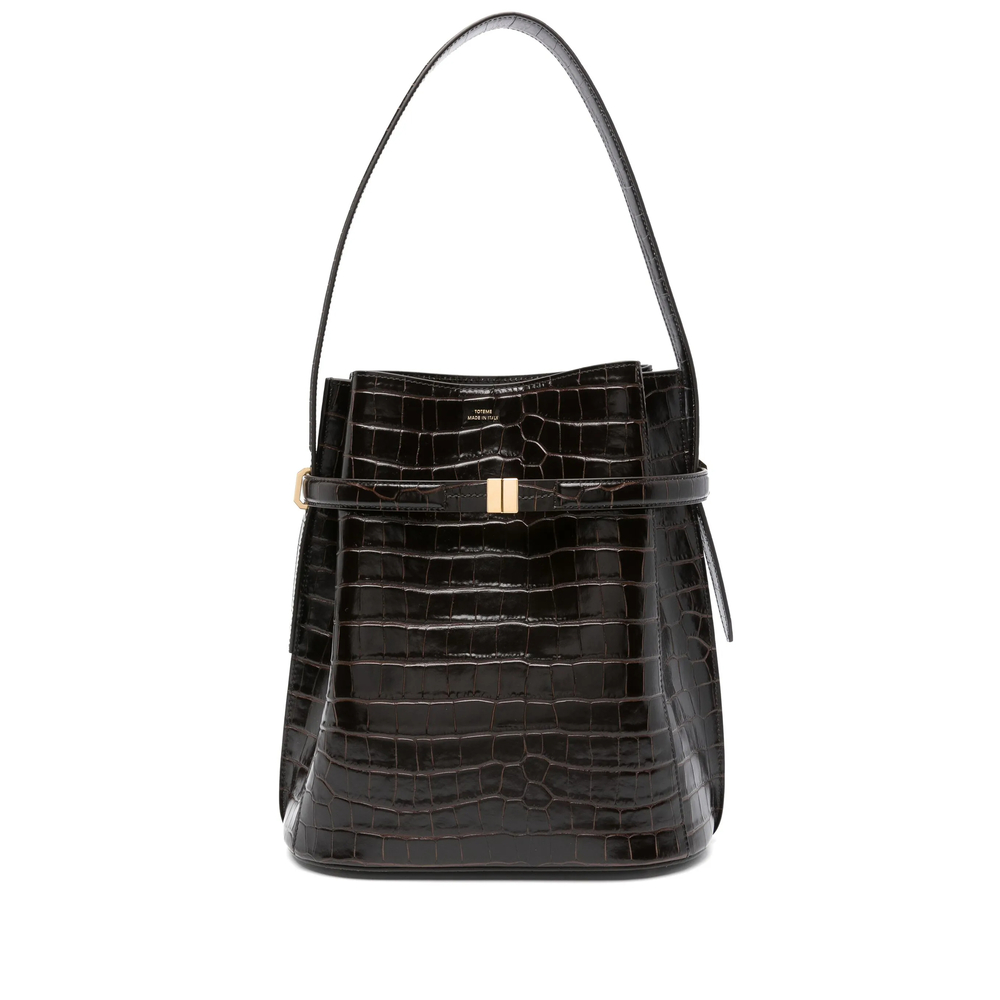 Toteme Belted Croco-embossed Bucket Bag