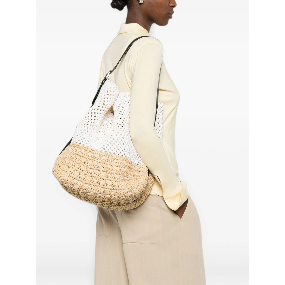 Belted Paper Raffia Tote Bag