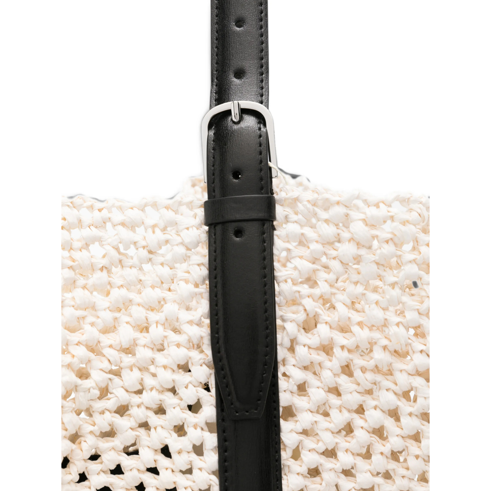 Belted Paper Raffia Tote Bag