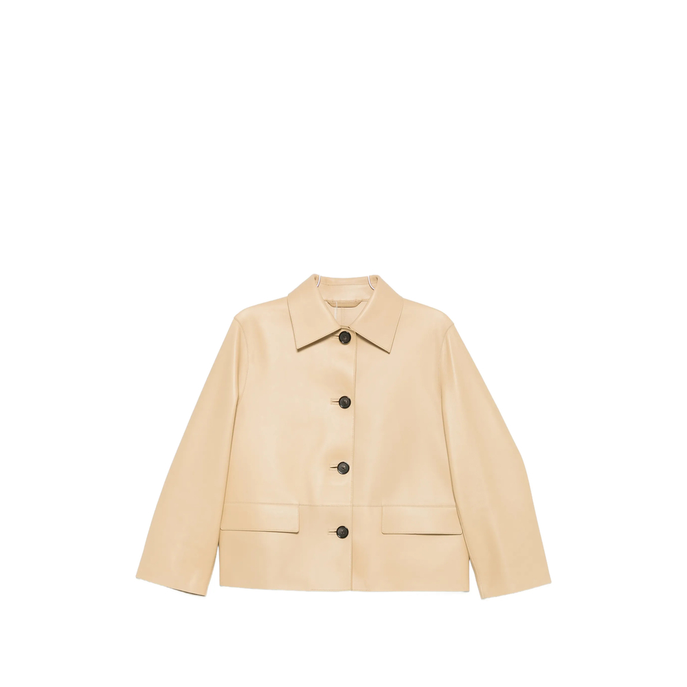 Totême Button-up Leather Jacket In Neutral