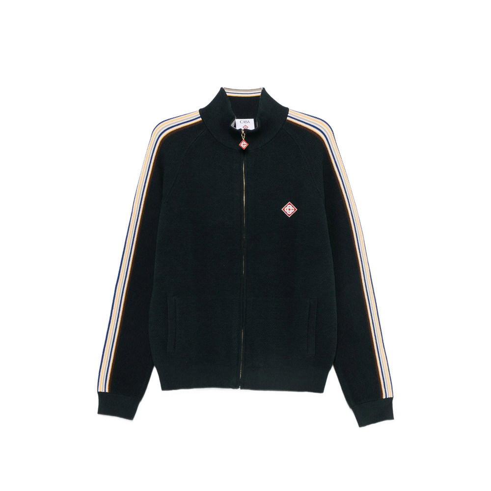 Logo-Patch Zip-Up Sweater