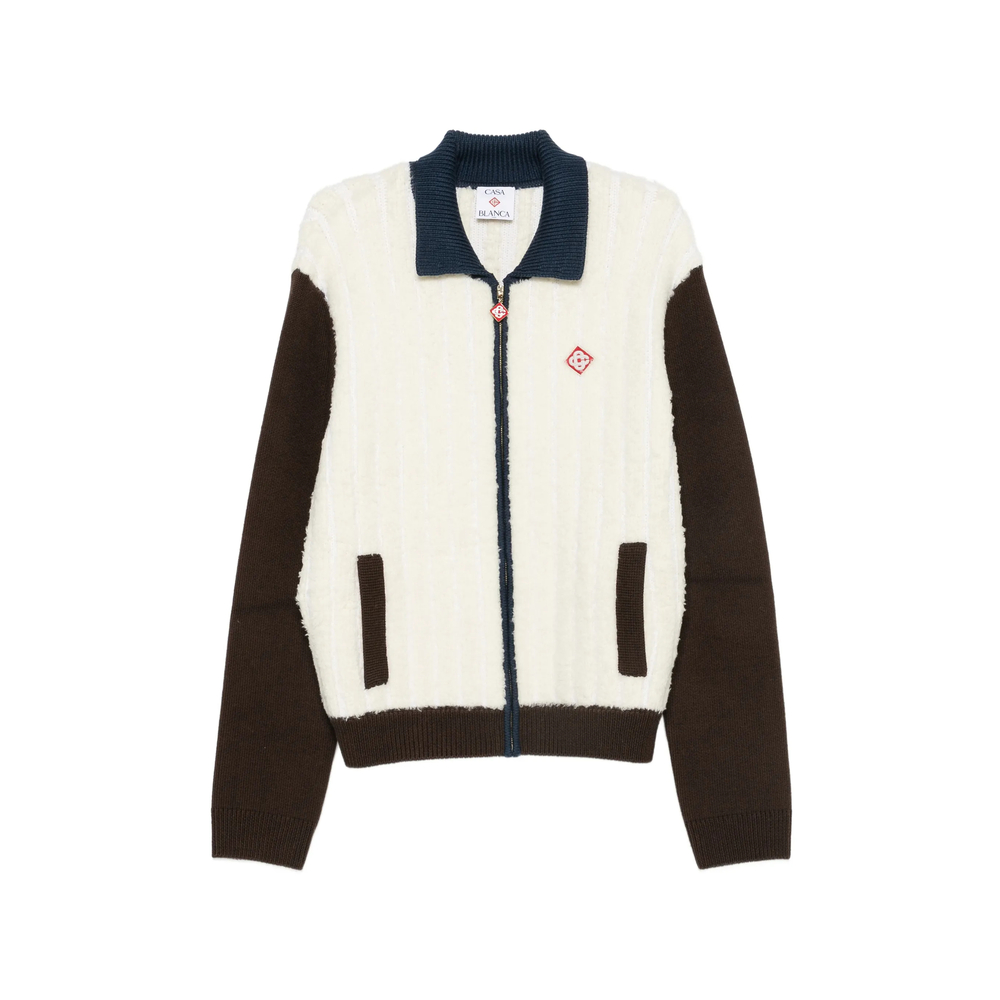 Logo-Patch Zip-Up Sweater