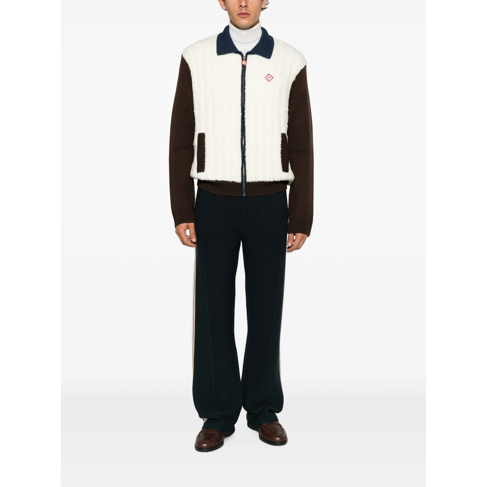 Logo-Patch Zip-Up Sweater
