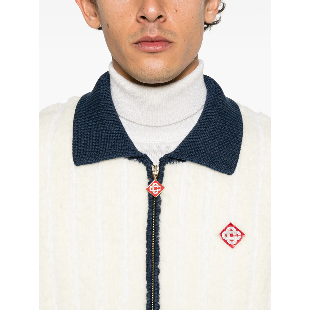 Logo-Patch Zip-Up Sweater