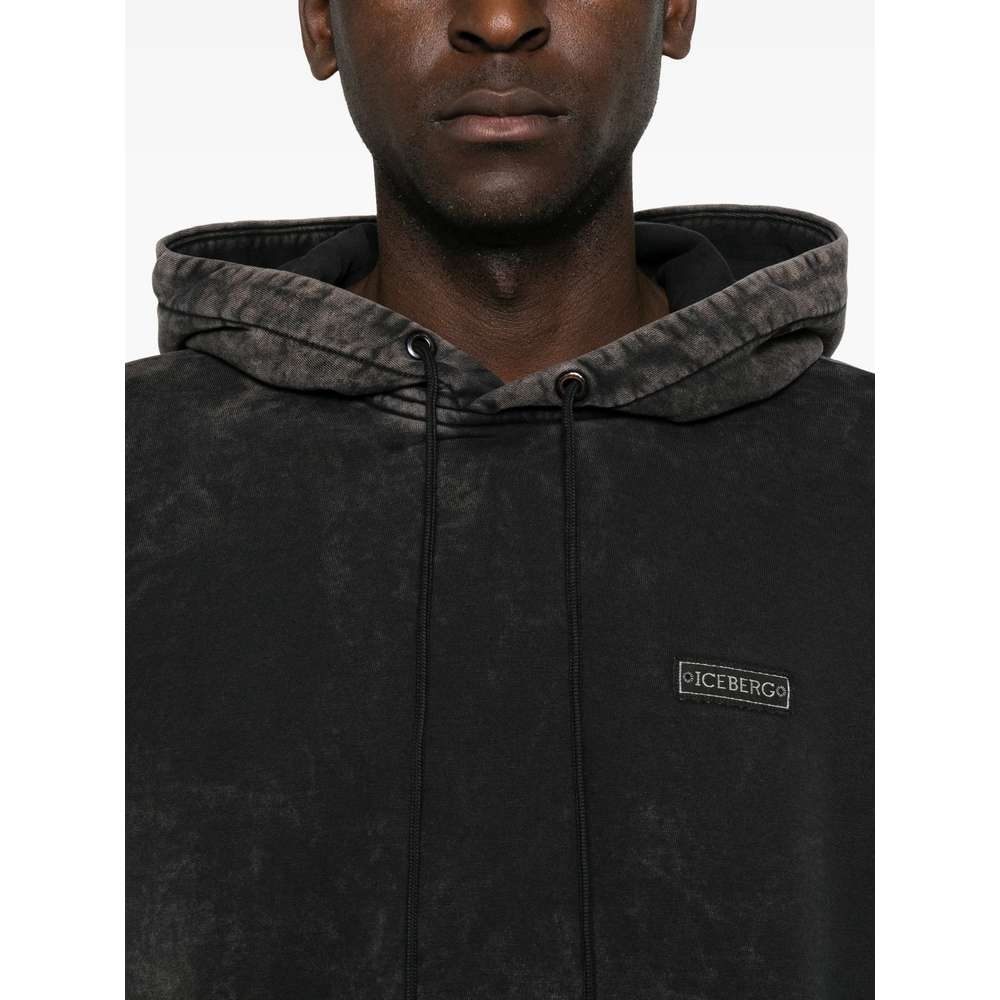 Acid-Wash Logo-Patch Hoodie