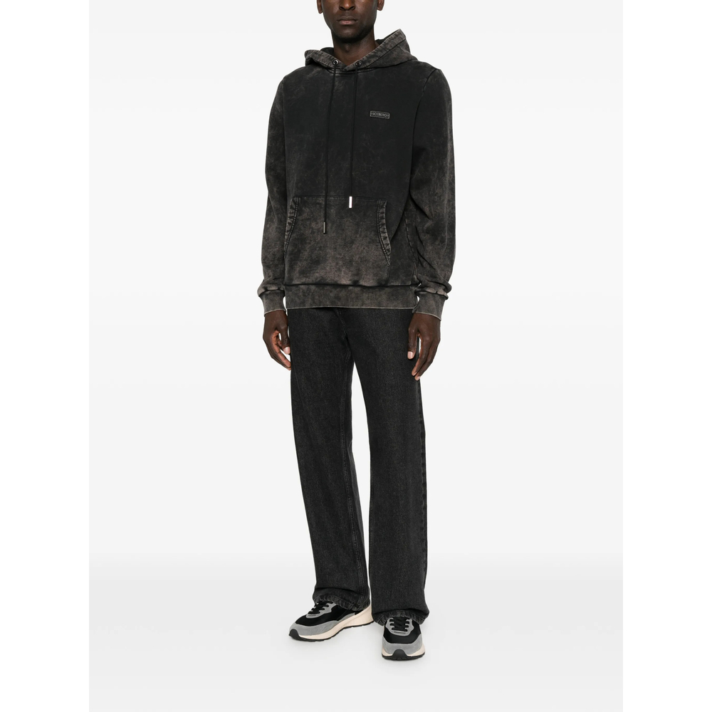 Acid-Wash Logo-Patch Hoodie