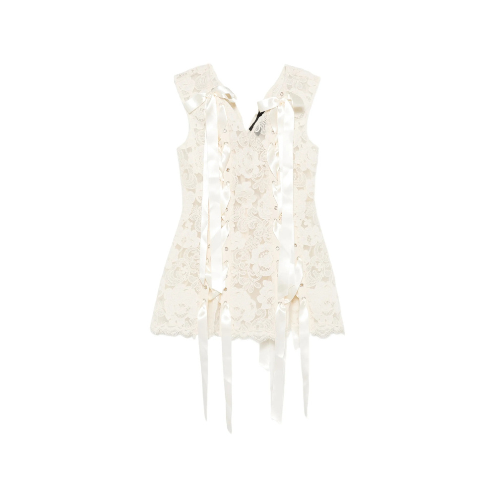 Simone Rocha Heavy Lace-overlay Lace-up Top