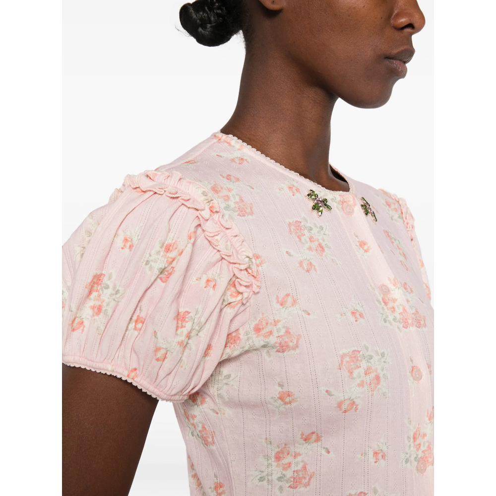 Floral-Print Ruffled Blouse