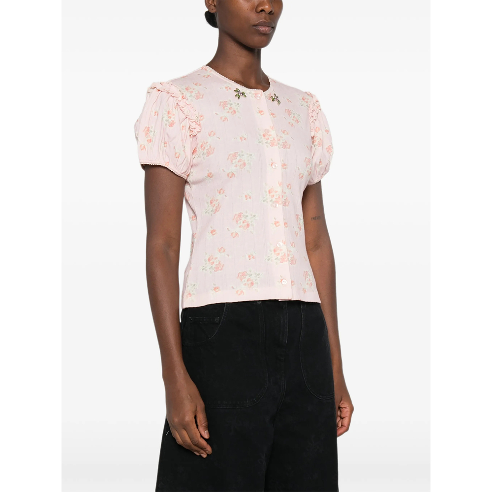 Floral-Print Ruffled Blouse