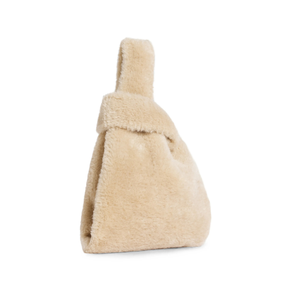 Mini Crystal-Embellished Faux-Shearling Tote Bag