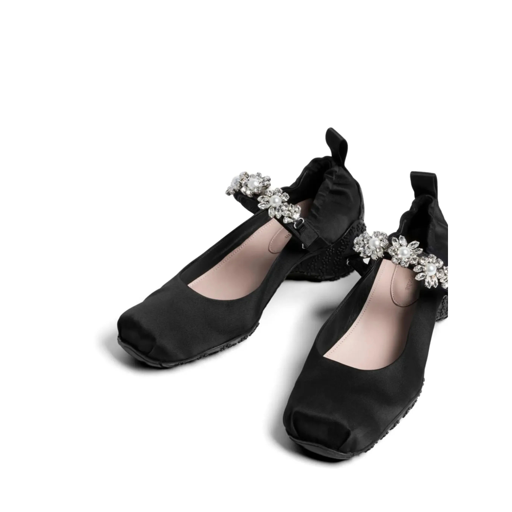 Flower-Embellished Ballet Flats