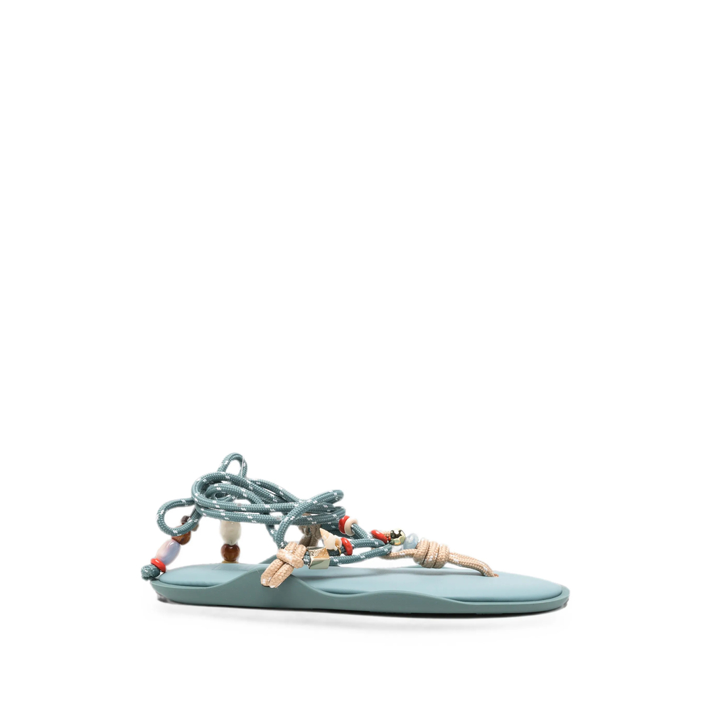 FlÒwze X Collanine Colorate Bead-embellished Flat Sandals