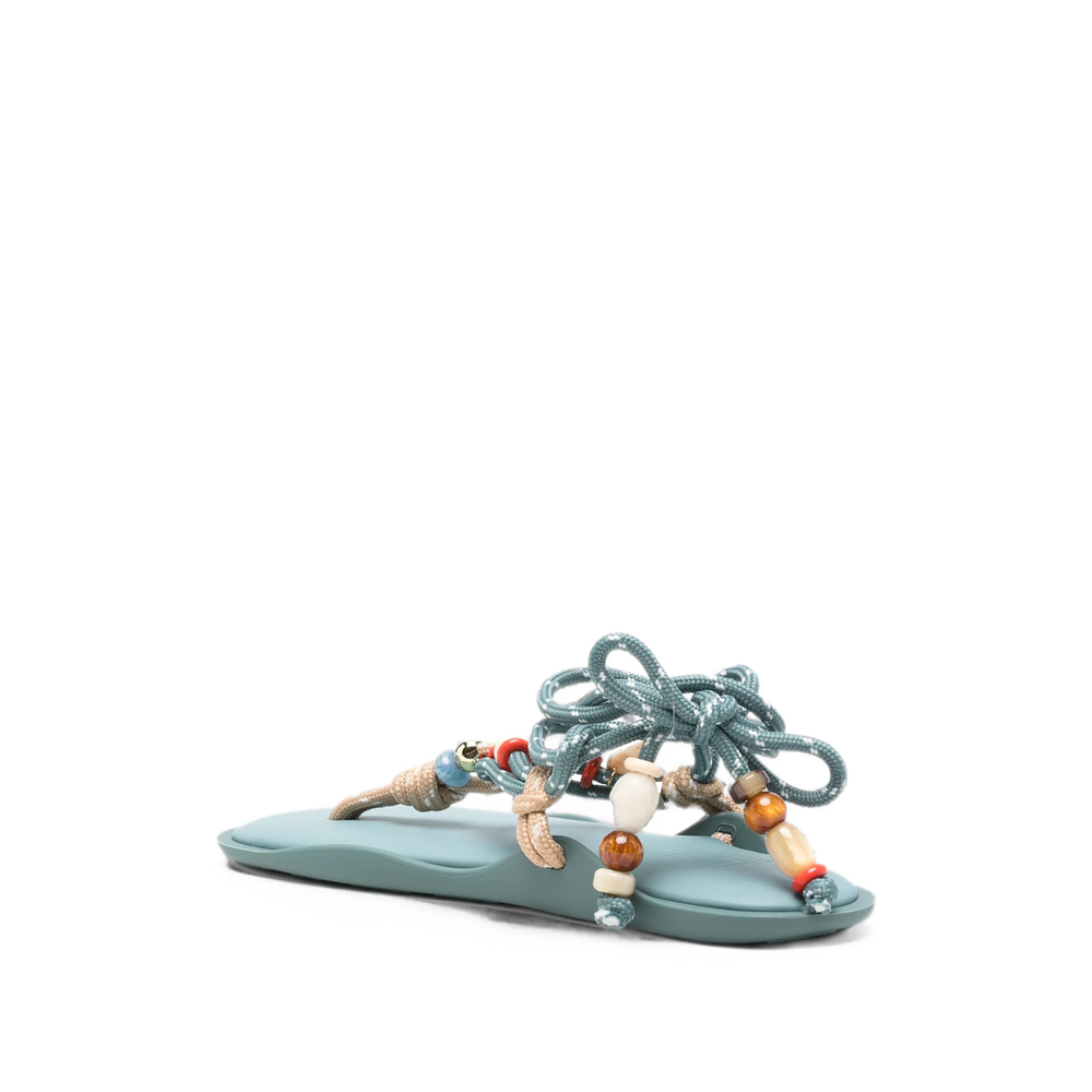 Flòwze X Collanine Colorate Bead-Embellished Flat Sandals