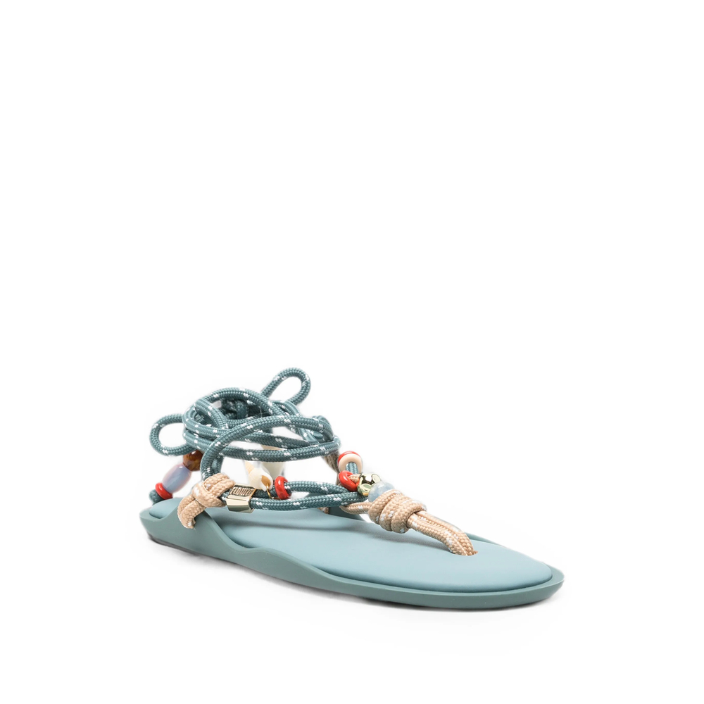 Flòwze X Collanine Colorate Bead-Embellished Flat Sandals