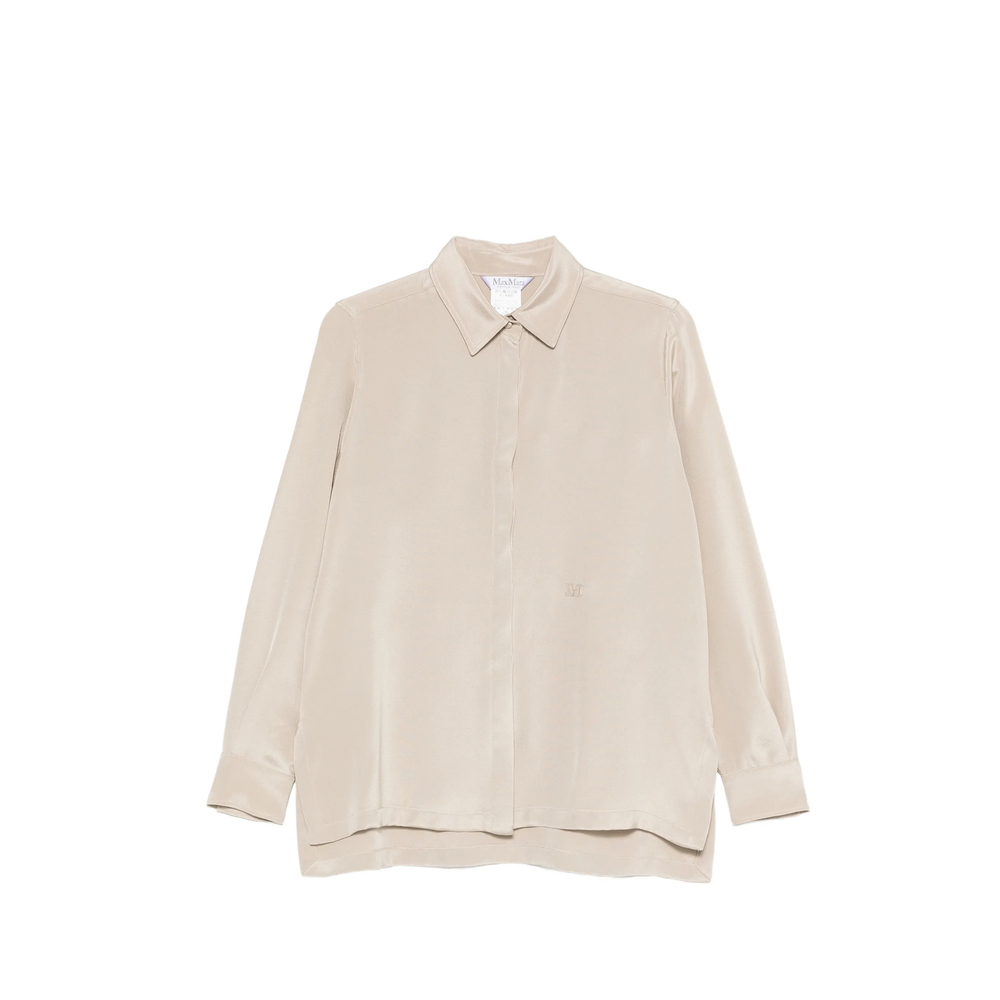 Max Mara Geranio Embroidered-logo Silk Shirt