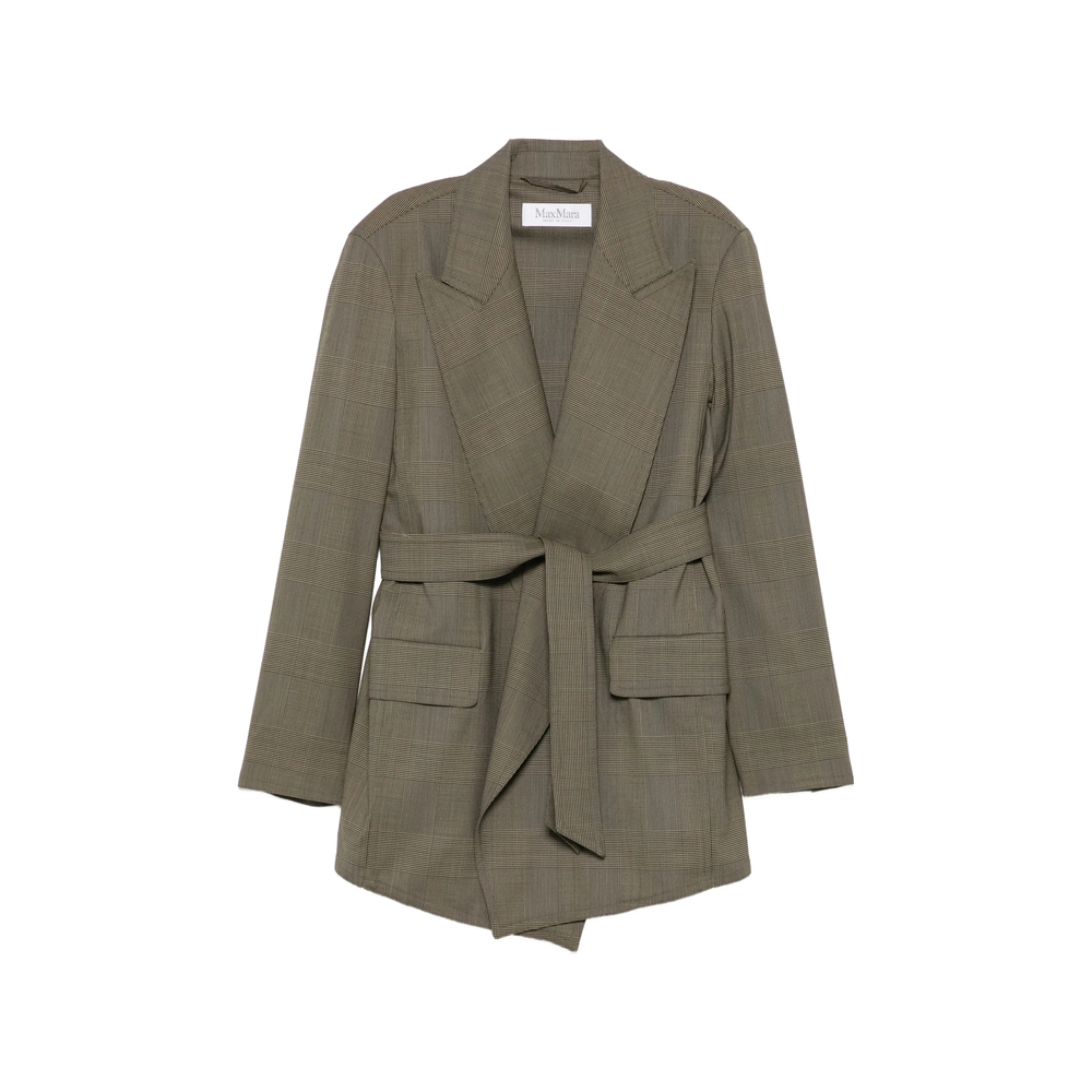 Max Mara Check-pattern Belted Jacket