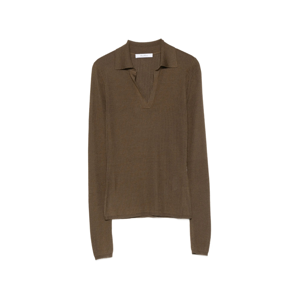 Max Mara Ribbed-knit Polo Sweater