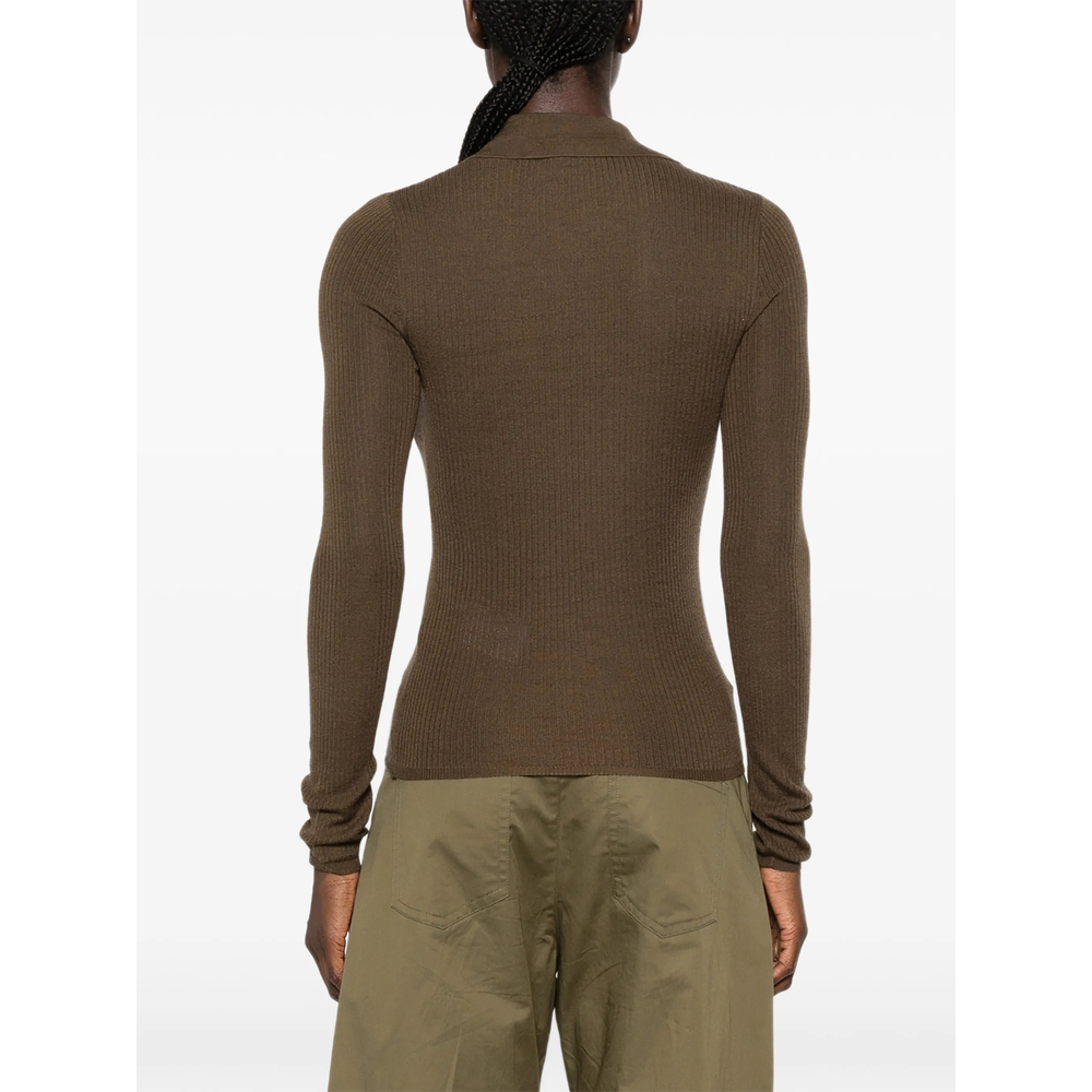 Ribbed-Knit Polo Sweater