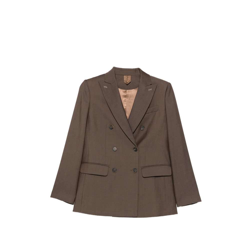 Max Mara Double-breasted Wool Gabardine Blazer - Tobacco