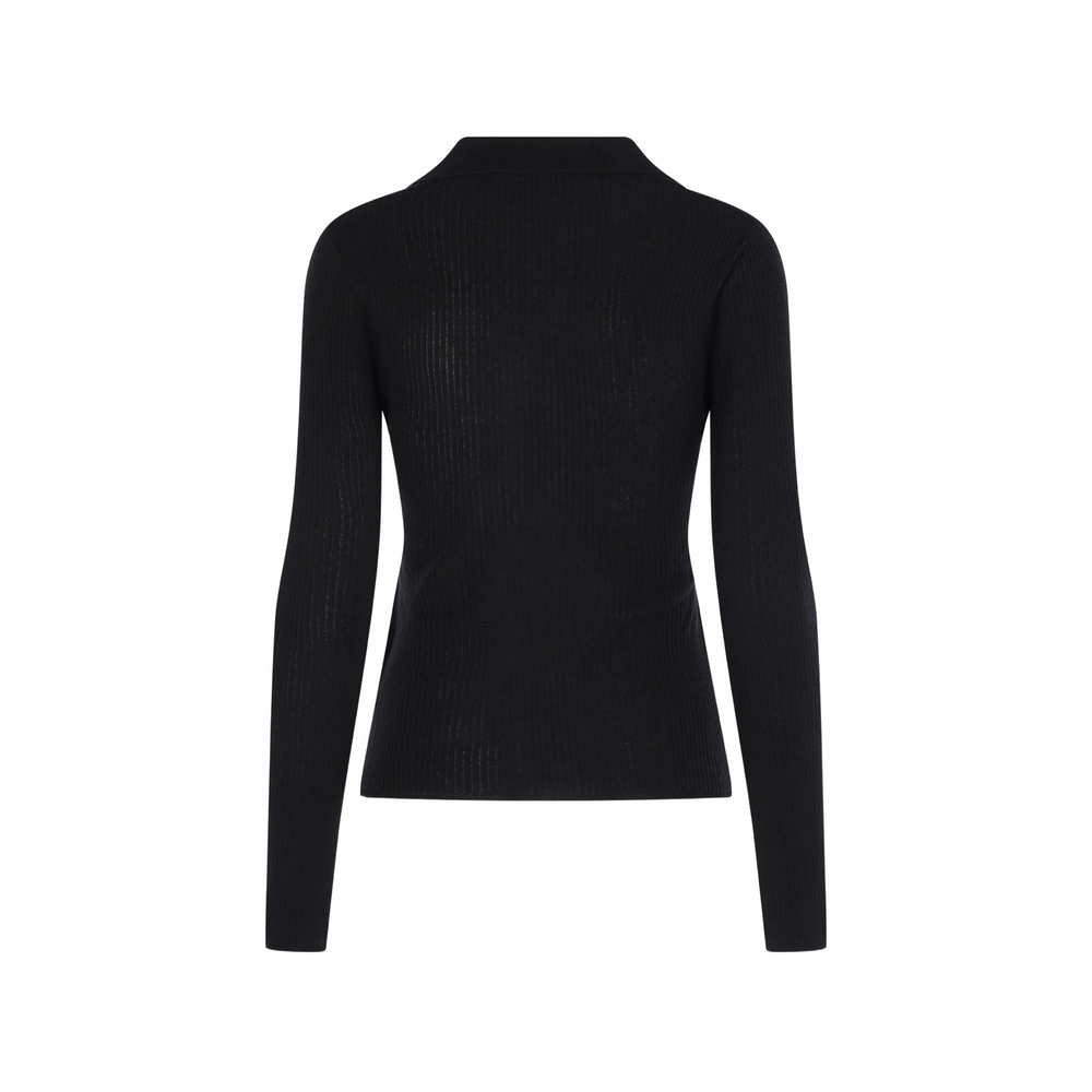 Ribbed-Knit V-Neck Top