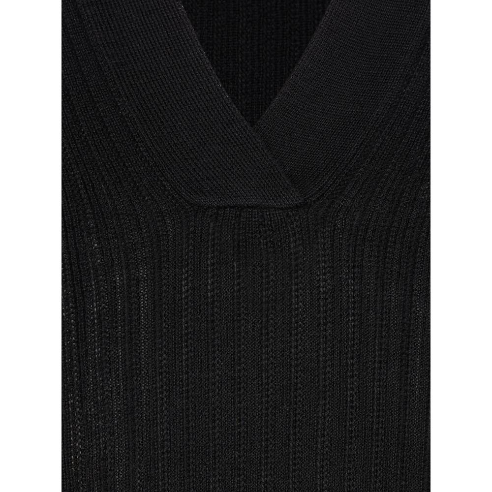 Ribbed-Knit V-Neck Top