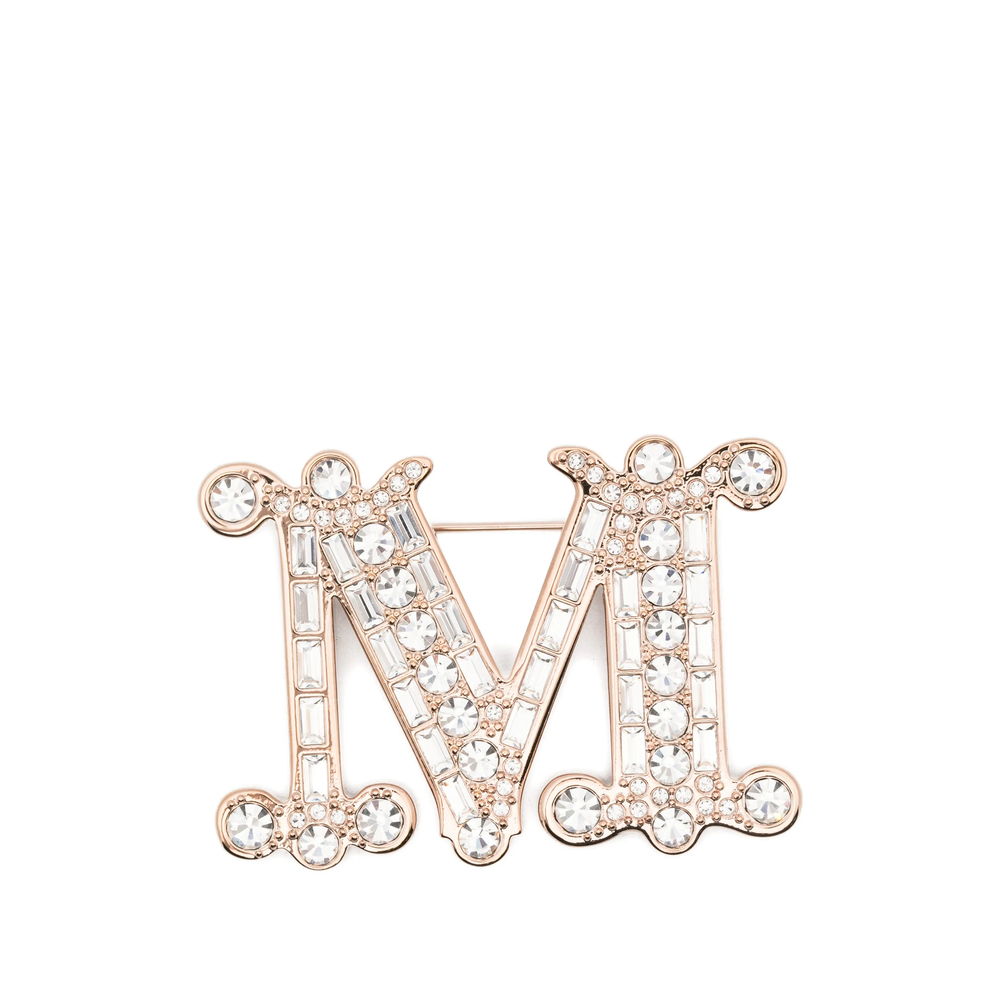 Max Mara Bath2 Crystal-embellished M Brooch In Metallic
