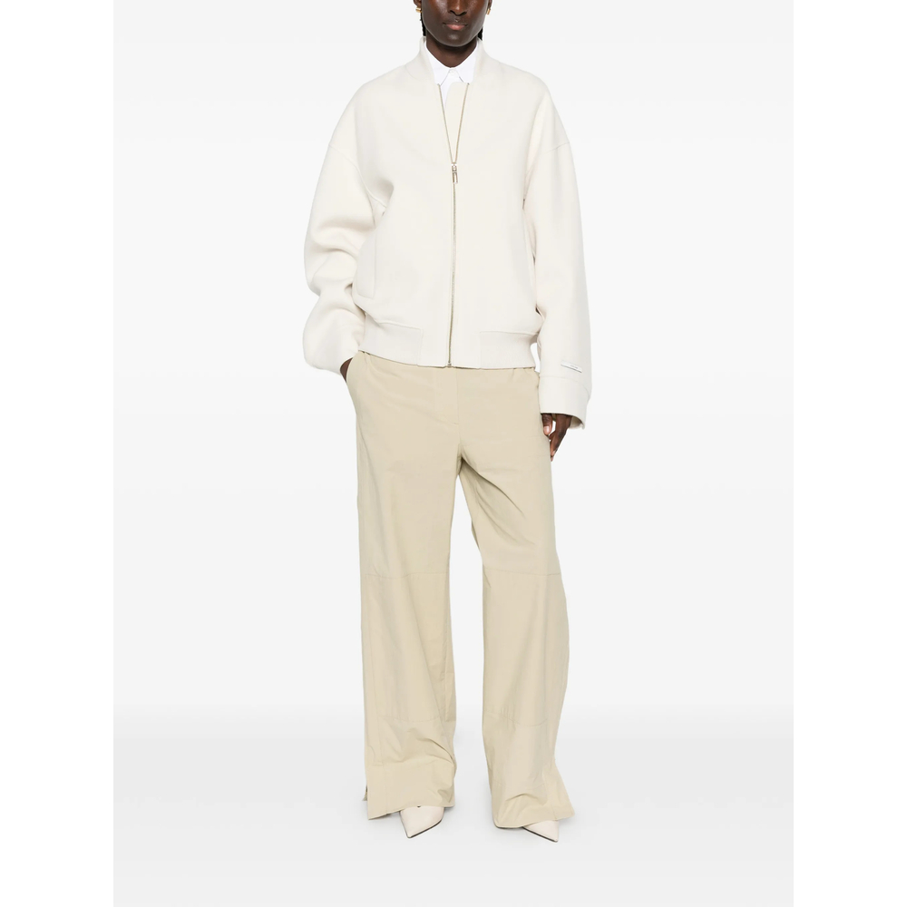 Ribbed-Trim Zip-Up Jacket