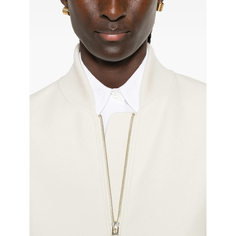 Ribbed-Trim Zip-Up Jacket