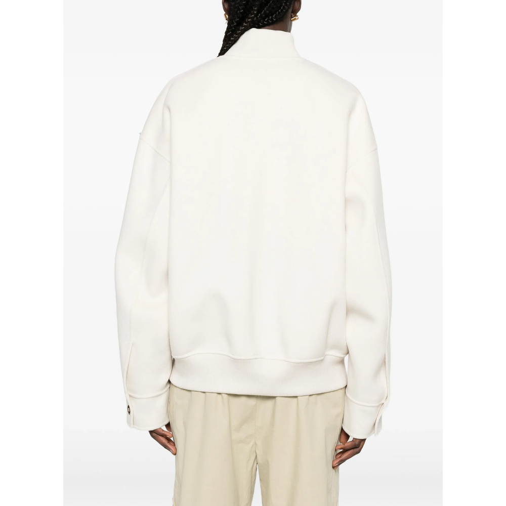 Ribbed-Trim Zip-Up Jacket