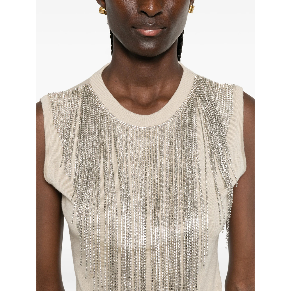 Fringed Crystal-Embellished Top
