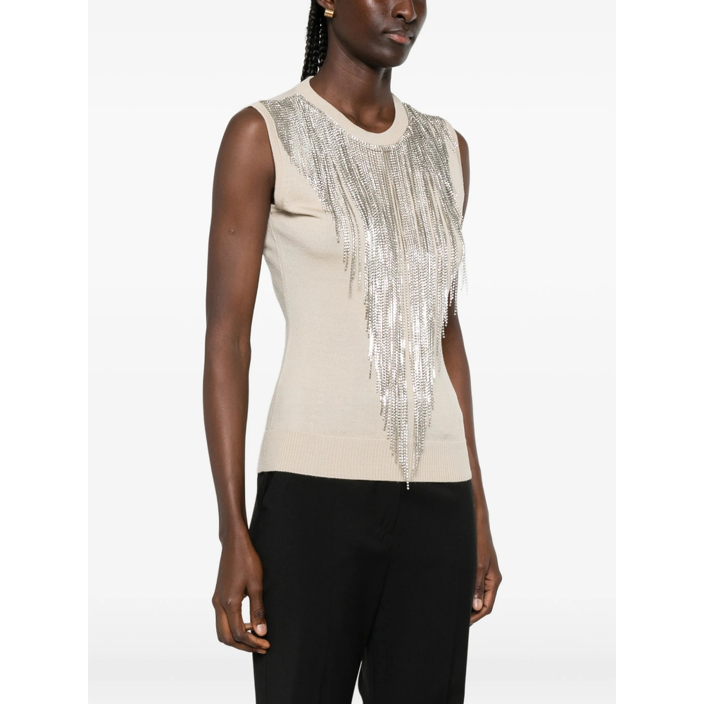 Fringed Crystal-Embellished Top