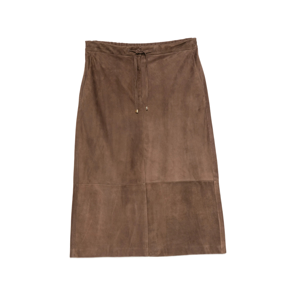 's Max Mara Drawstring-waist Suede Midi Skirt