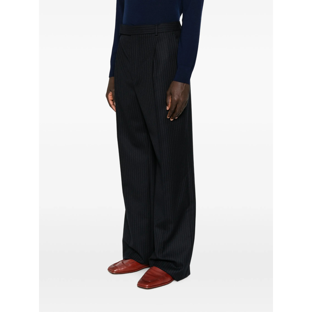 Pinstripe-Pattern Pleated Trousers