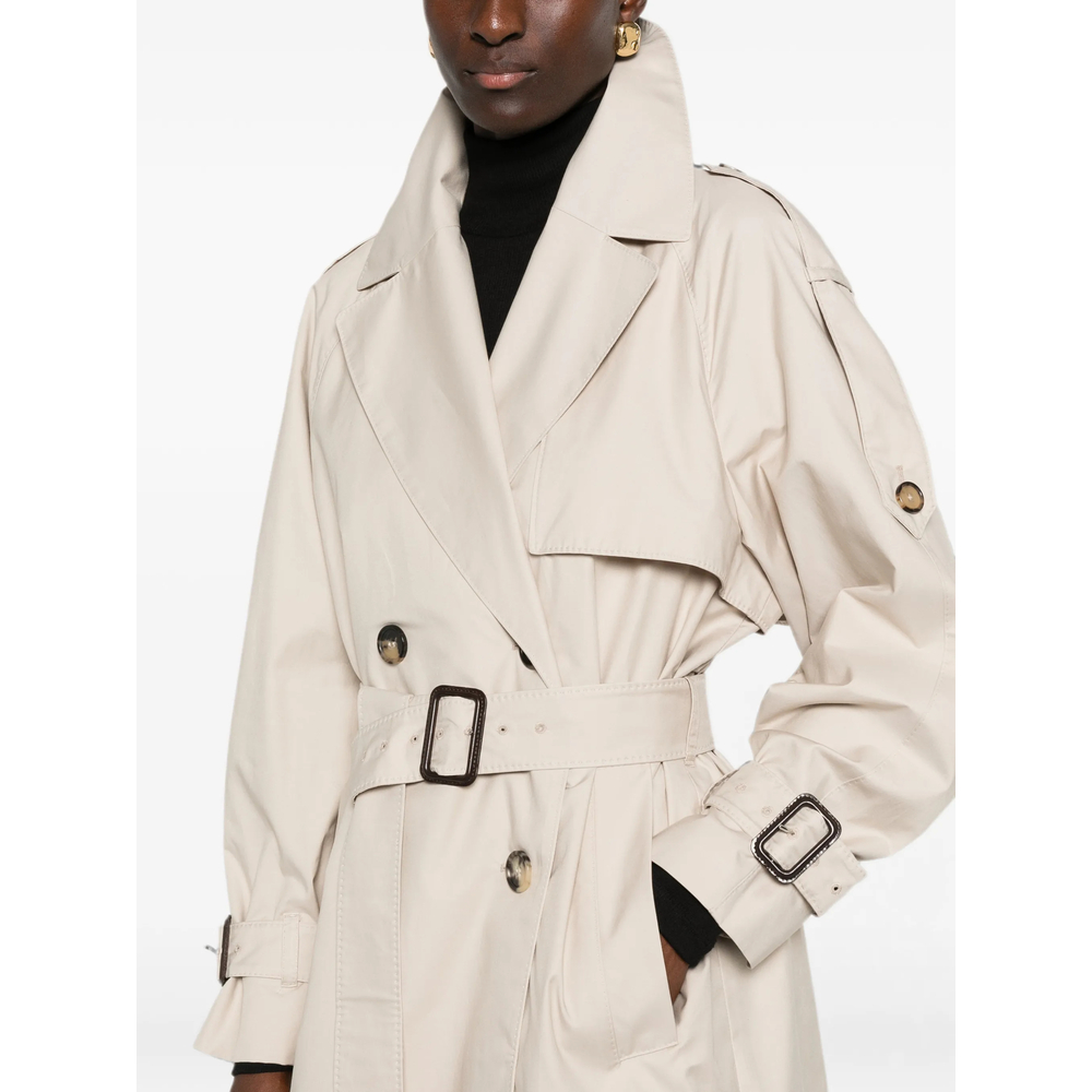 The Cube Coro Double-Breasted Belted Trench Coat