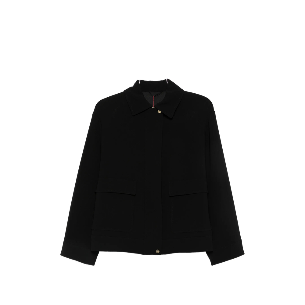 Max Mara Flap-pocket Zip-up Jacket In Black