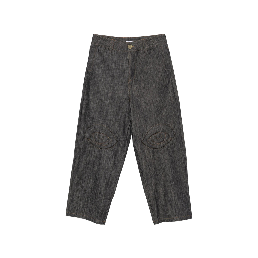 Eye-Patchwork Wide-Leg Jeans