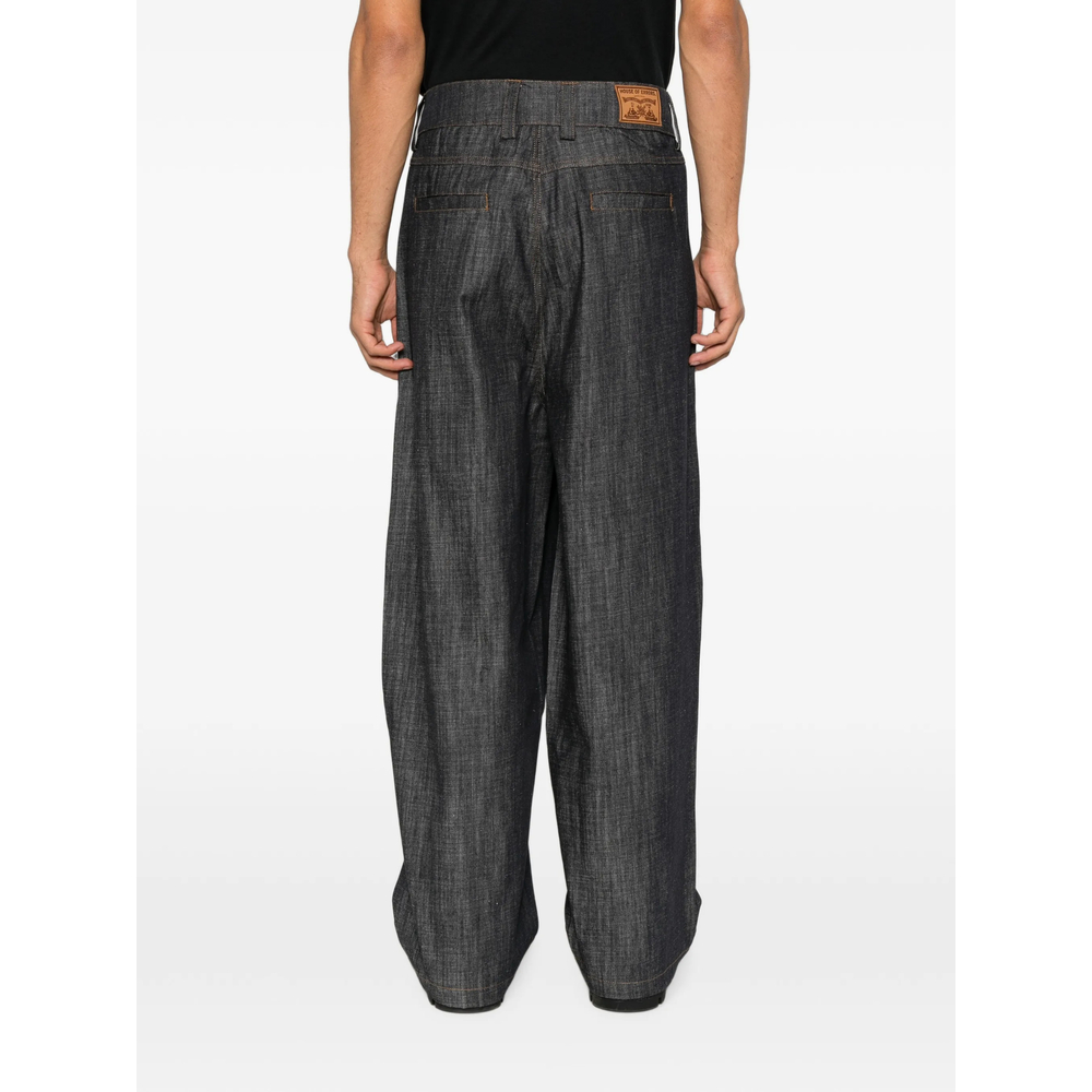 Eye-Patchwork Wide-Leg Jeans