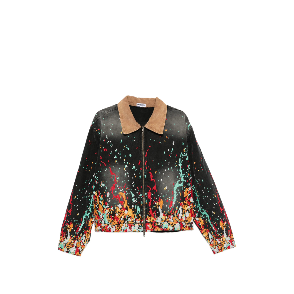 Paint-Splatter Corduroy-Collar Jacket