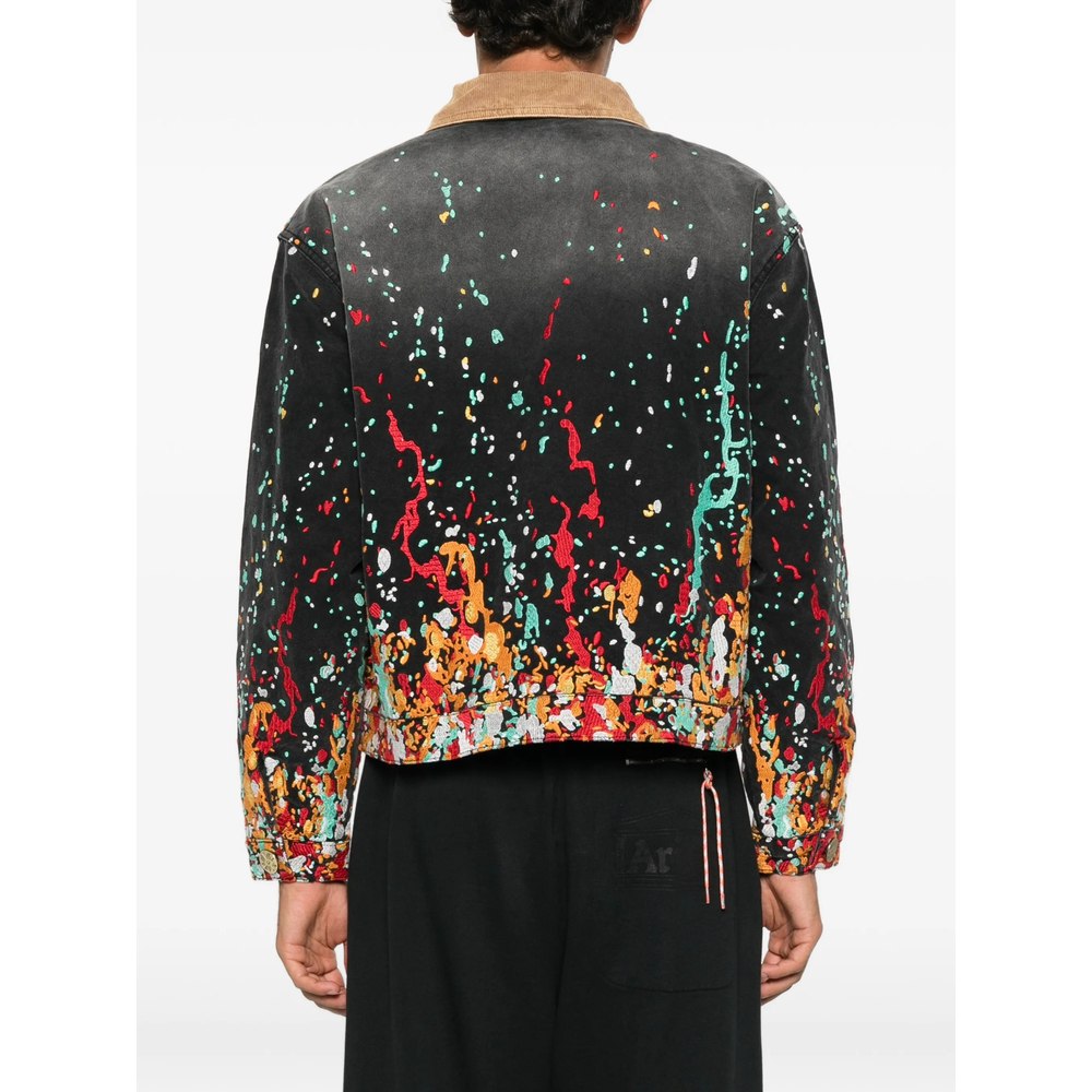 Paint-Splatter Corduroy-Collar Jacket