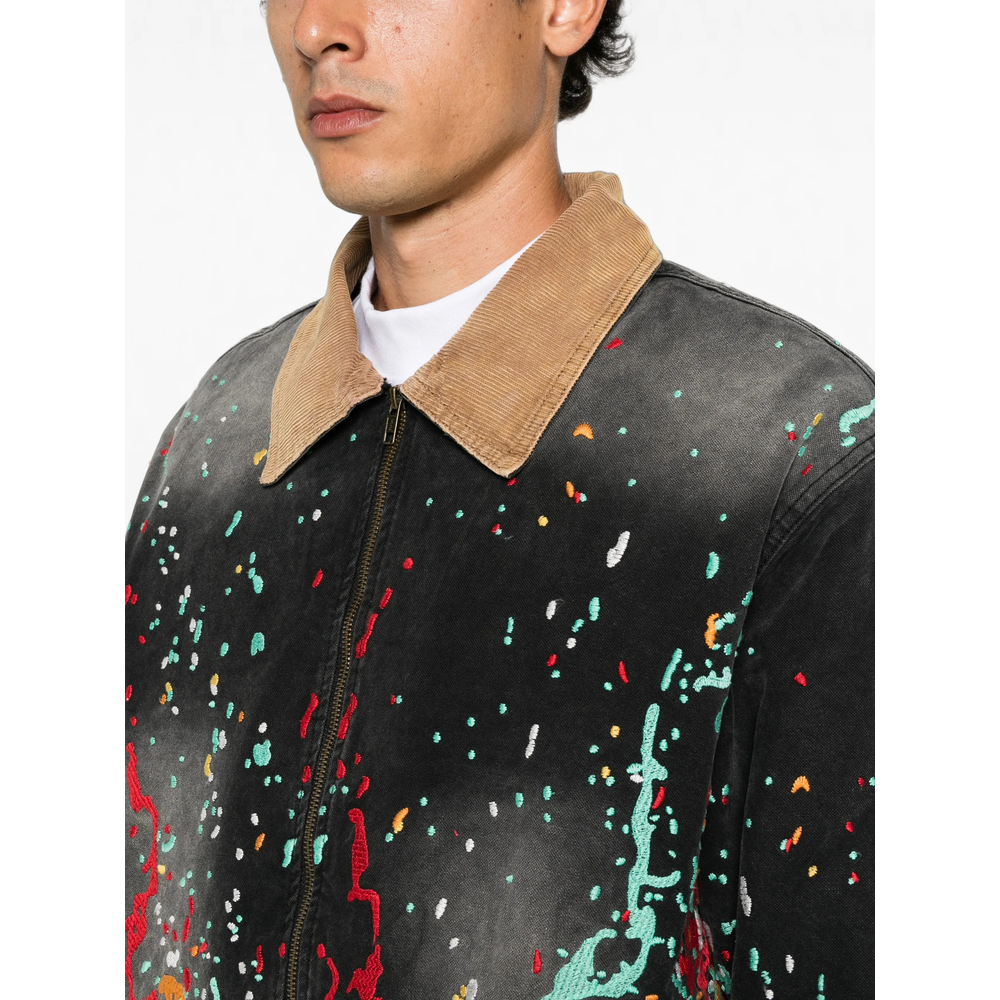 Paint-Splatter Corduroy-Collar Jacket