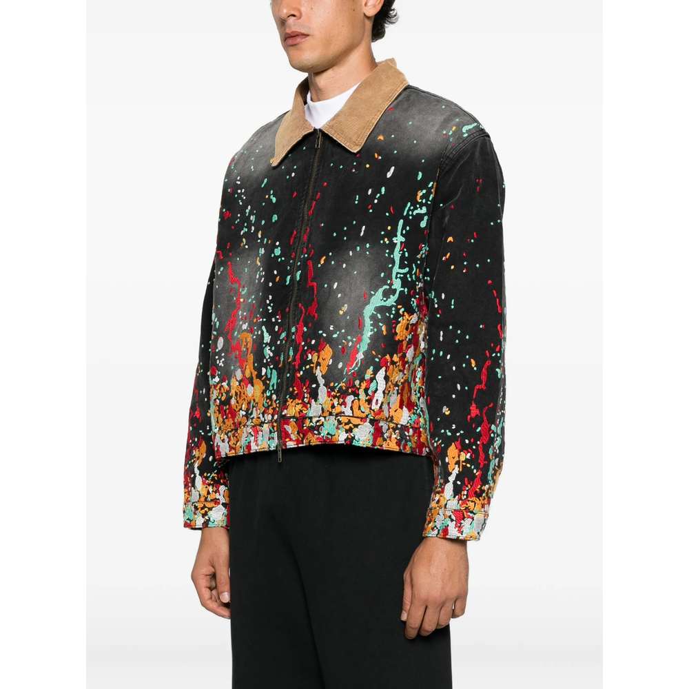 Paint-Splatter Corduroy-Collar Jacket