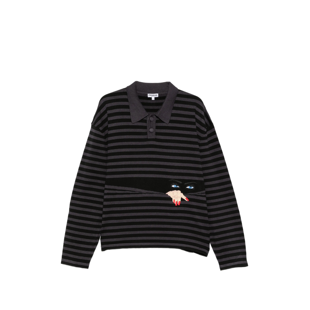 Striped Embroidered-Motif Sweater