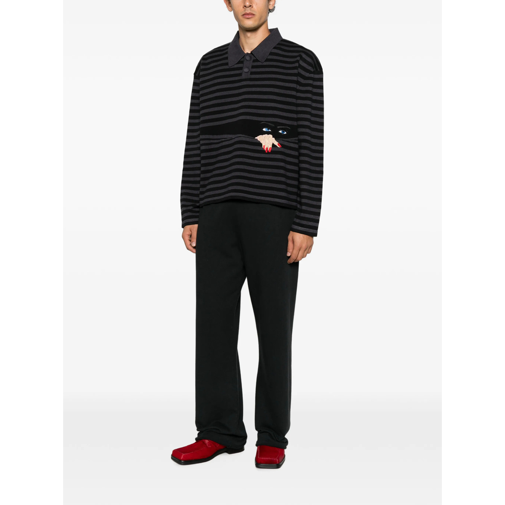 Striped Embroidered-Motif Sweater