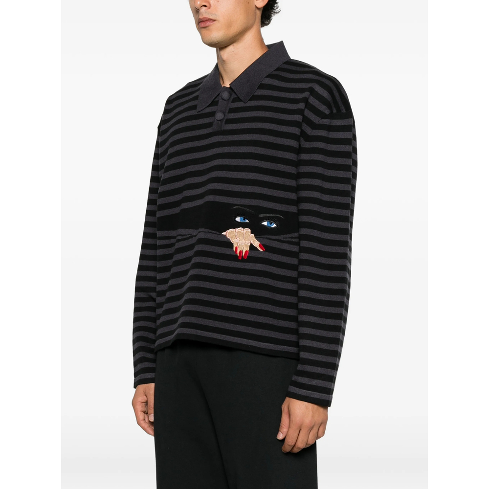 Striped Embroidered-Motif Sweater