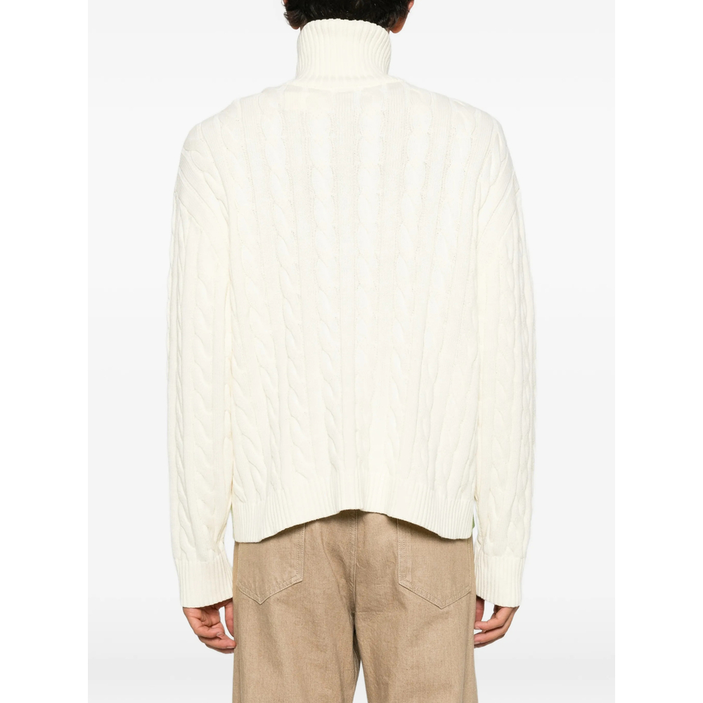 Cable-Knit Graphic-Print Sweater