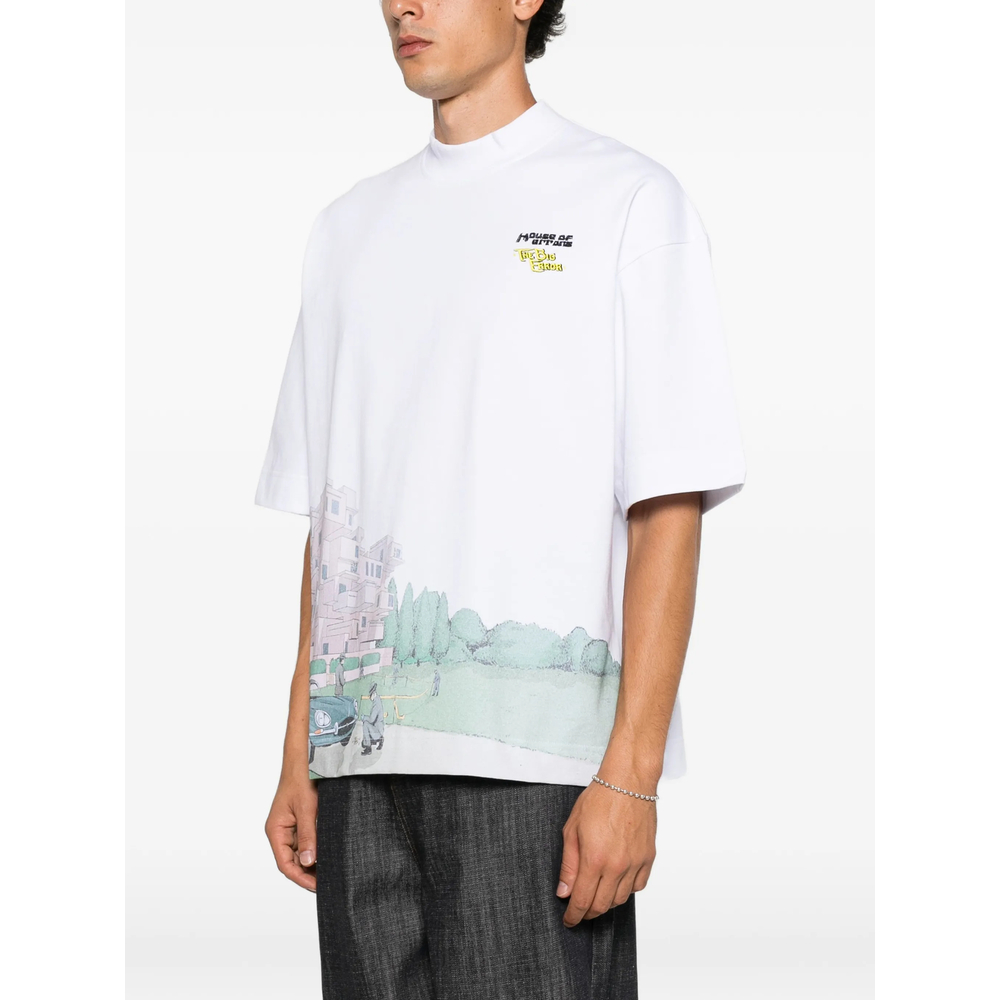 Graphic-Print High-Neck T-Shirt