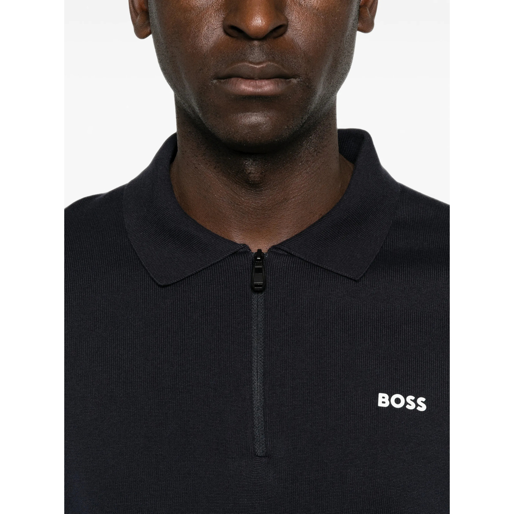 Zip-Fastening Logo-Print Polo Shirt