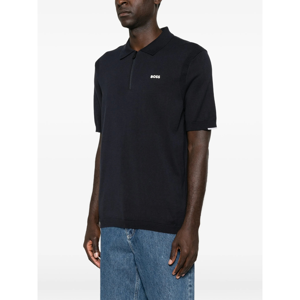 Zip-Fastening Logo-Print Polo Shirt
