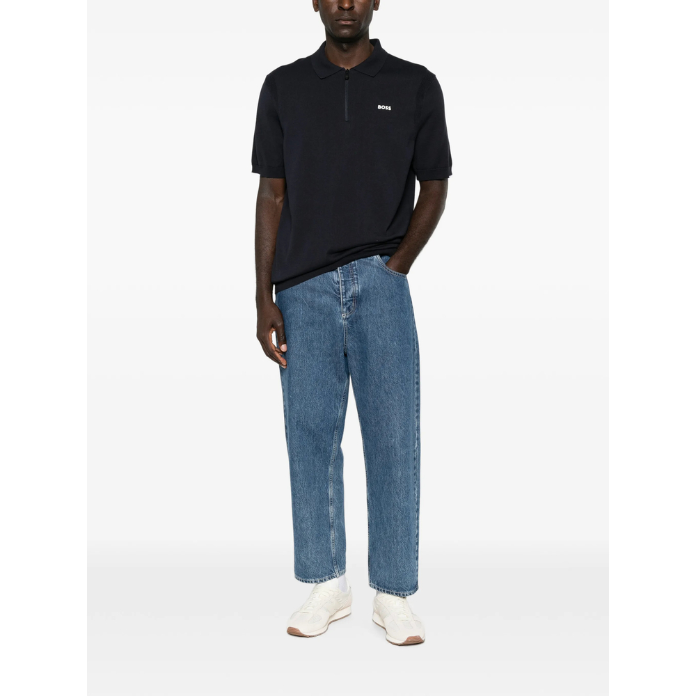 Zip-Fastening Logo-Print Polo Shirt
